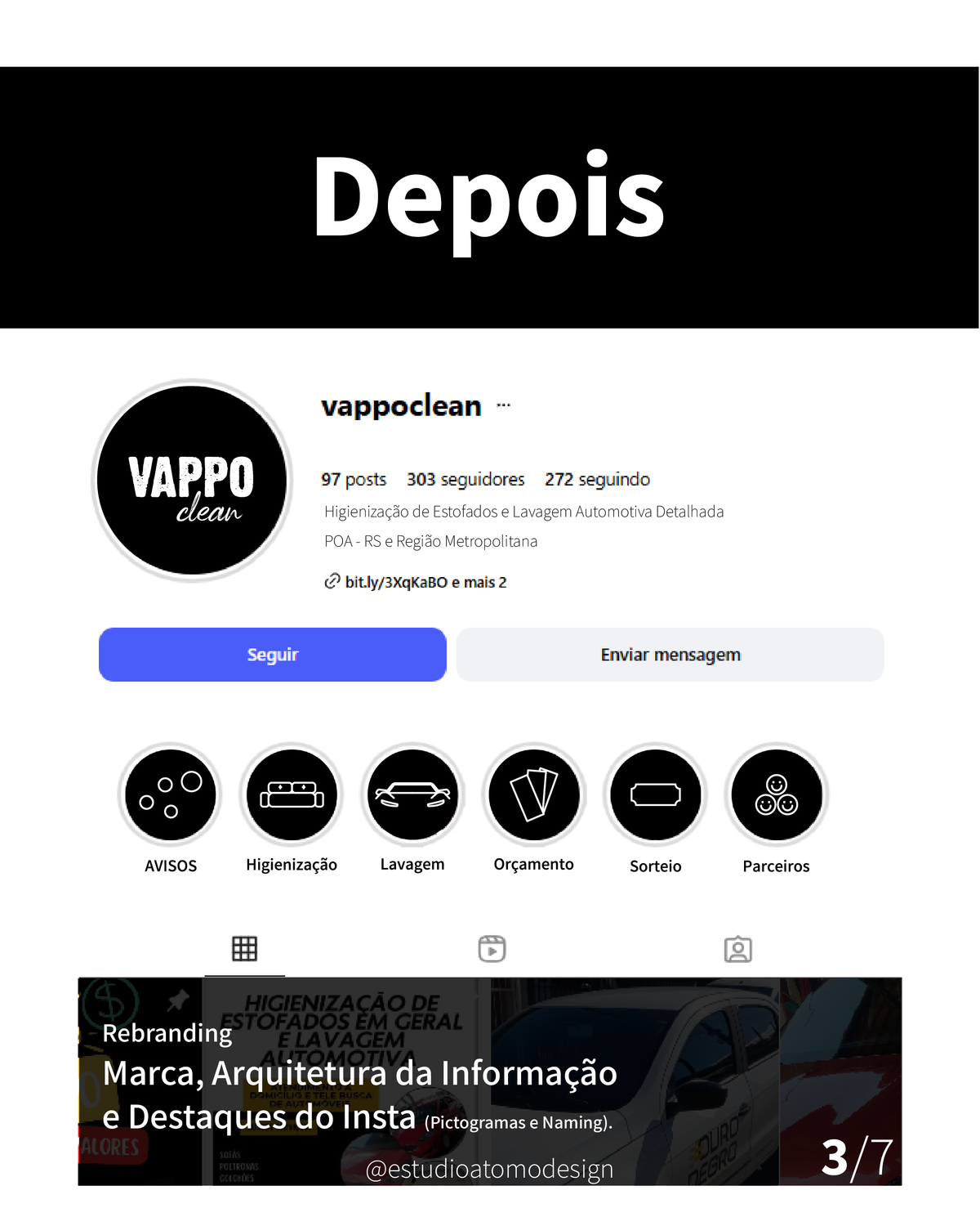 Foto de Perfil do Insta Profissional e Destaques (até 5)