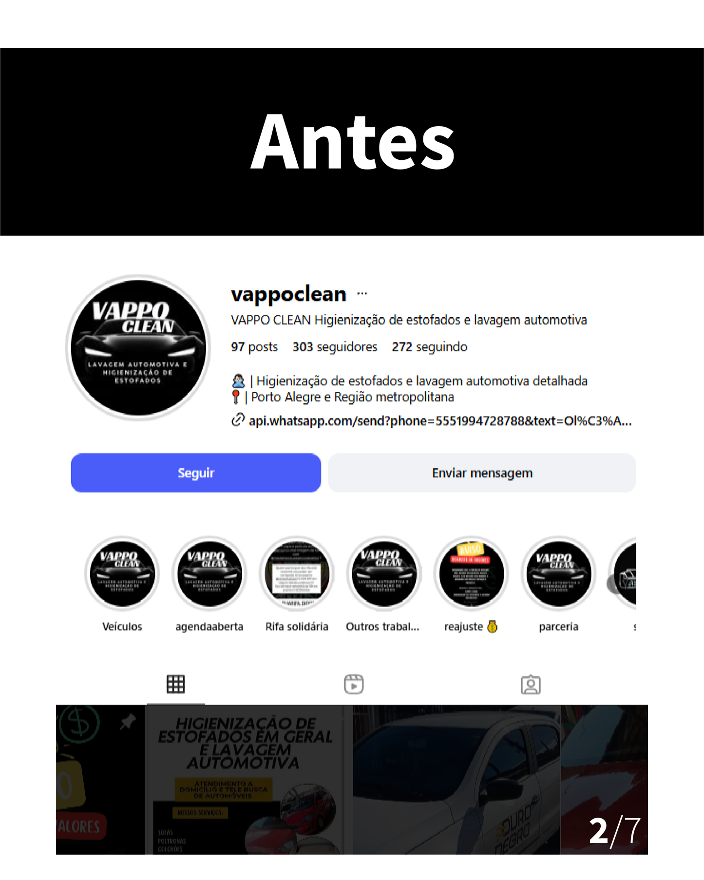 Foto de Perfil do Insta Profissional e Destaques (até 5)