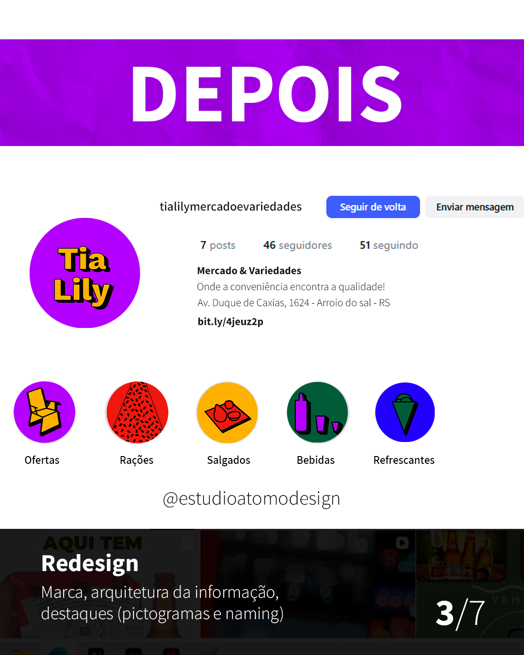 Foto de Perfil do Insta Profissional e Destaques (até 5)